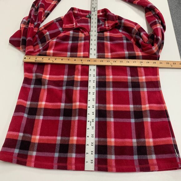 Eddie Bauer Plaid Fleece Sweatshirt Womens L Large 1/4 Zip Long Sleeve Sweater - Picture 6 of 10
